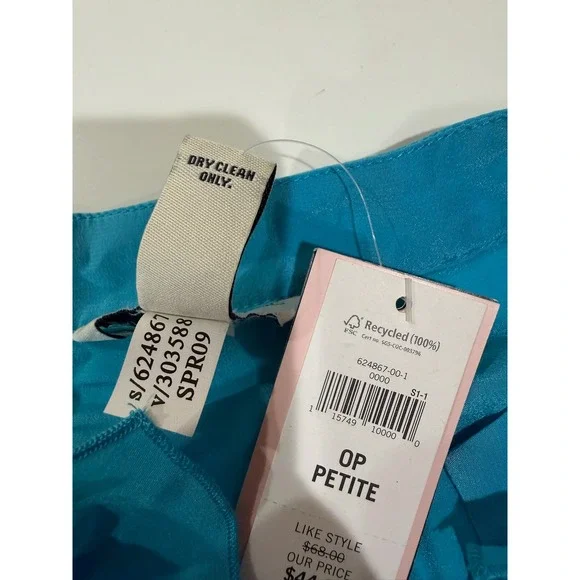 Banana Republic Silk Ruffle Peplum Blouse Turquoise Blue Petite 0P - Picture 5 of 5